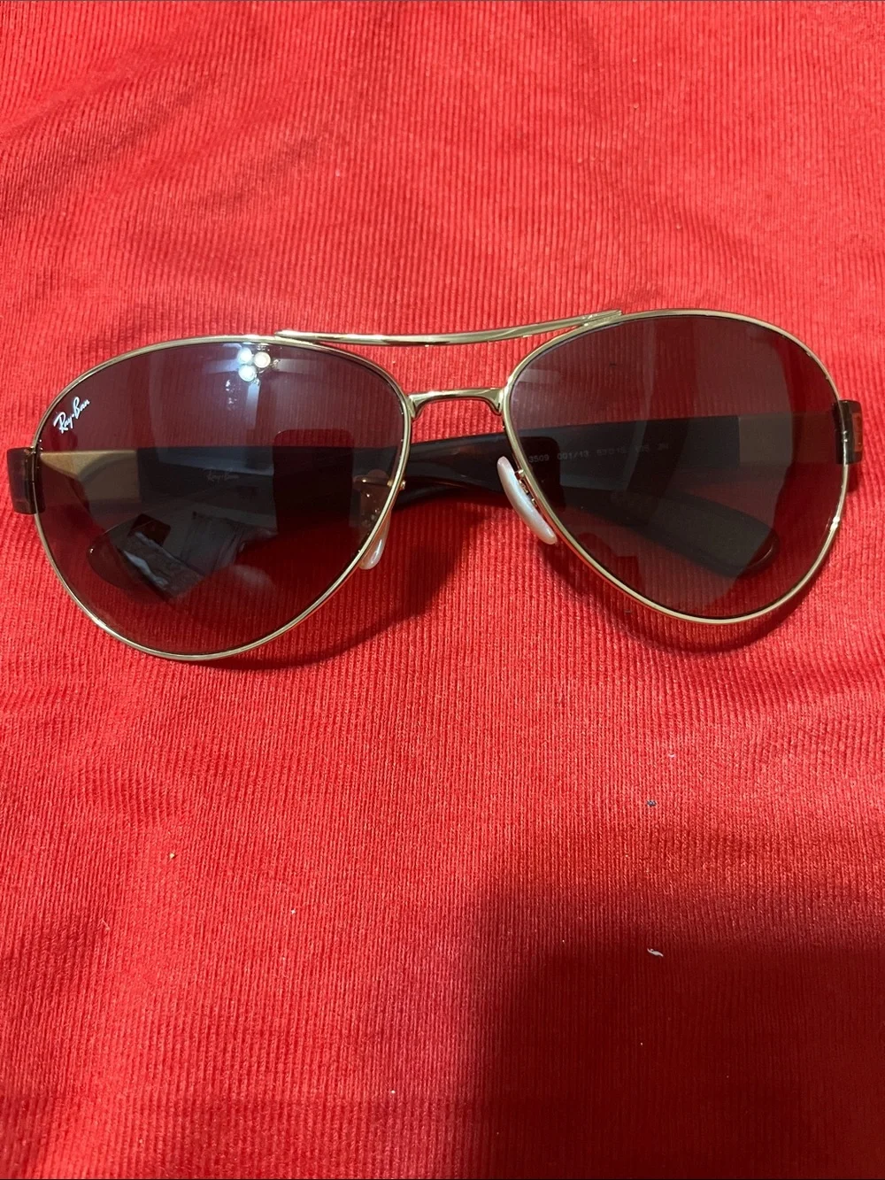 Ray-Ban Gold Aviator Sunglasses with Dark Brown Lenses